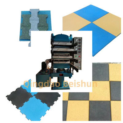 Bom preço Máquina de vulcanização de azulejos de piso de borracha de controle PLC Máquina de fabricação de azulejos de piso de borracha on-line