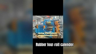 Calandra de borracha de quatro rolos controlada por PLC, alta precisão, economia de energia e longa vida útil.